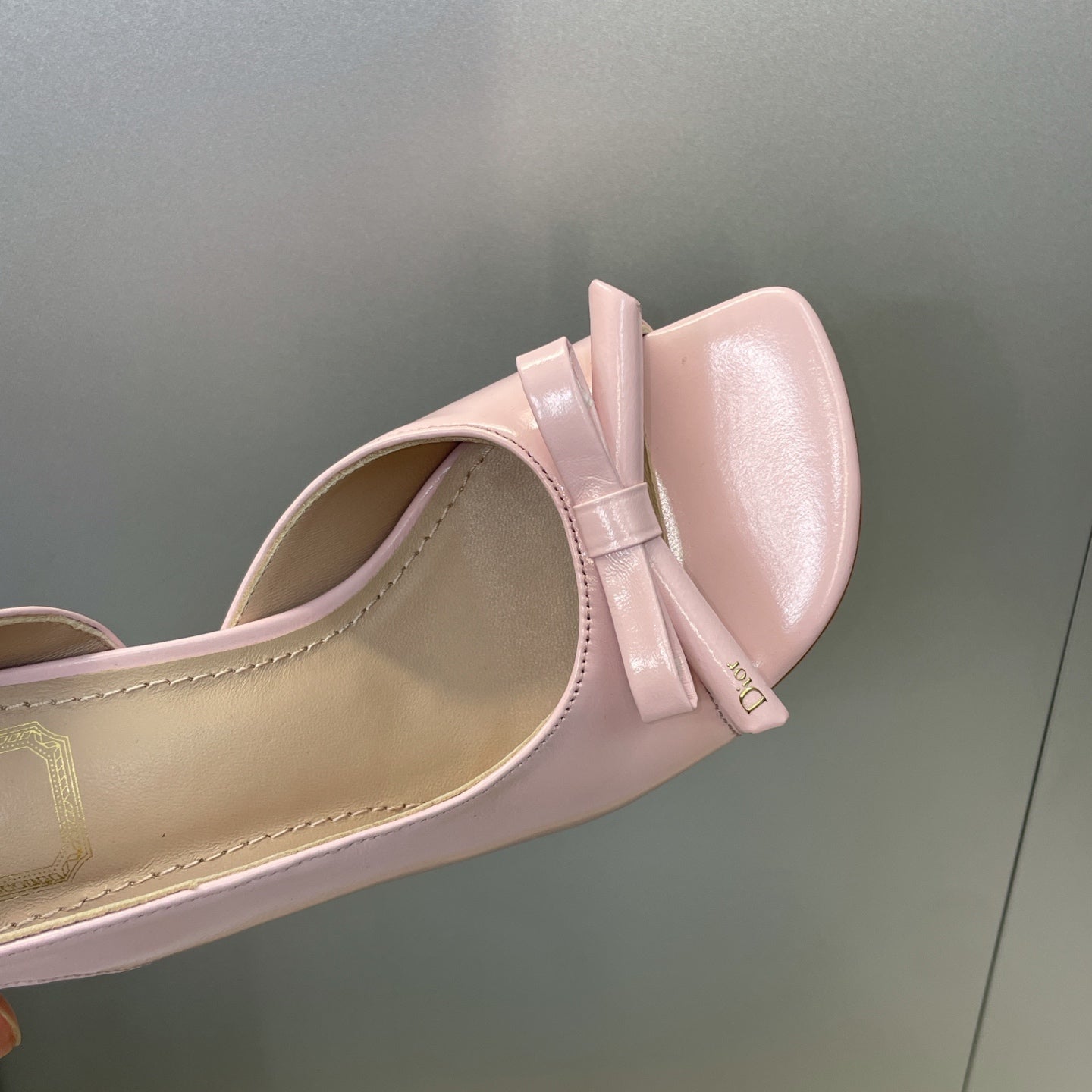 Dior 2026 Bow Heeled Slingback Sandal 75mm Pink Lambskin 607567