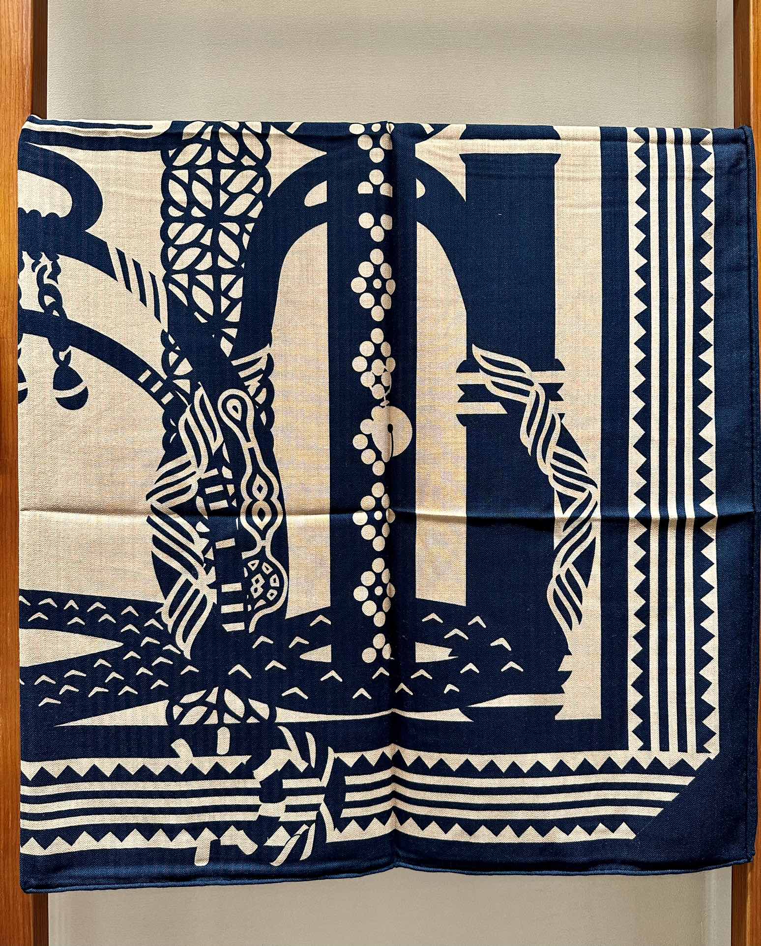 Square Scarf 140 CM Navy Blue Silk