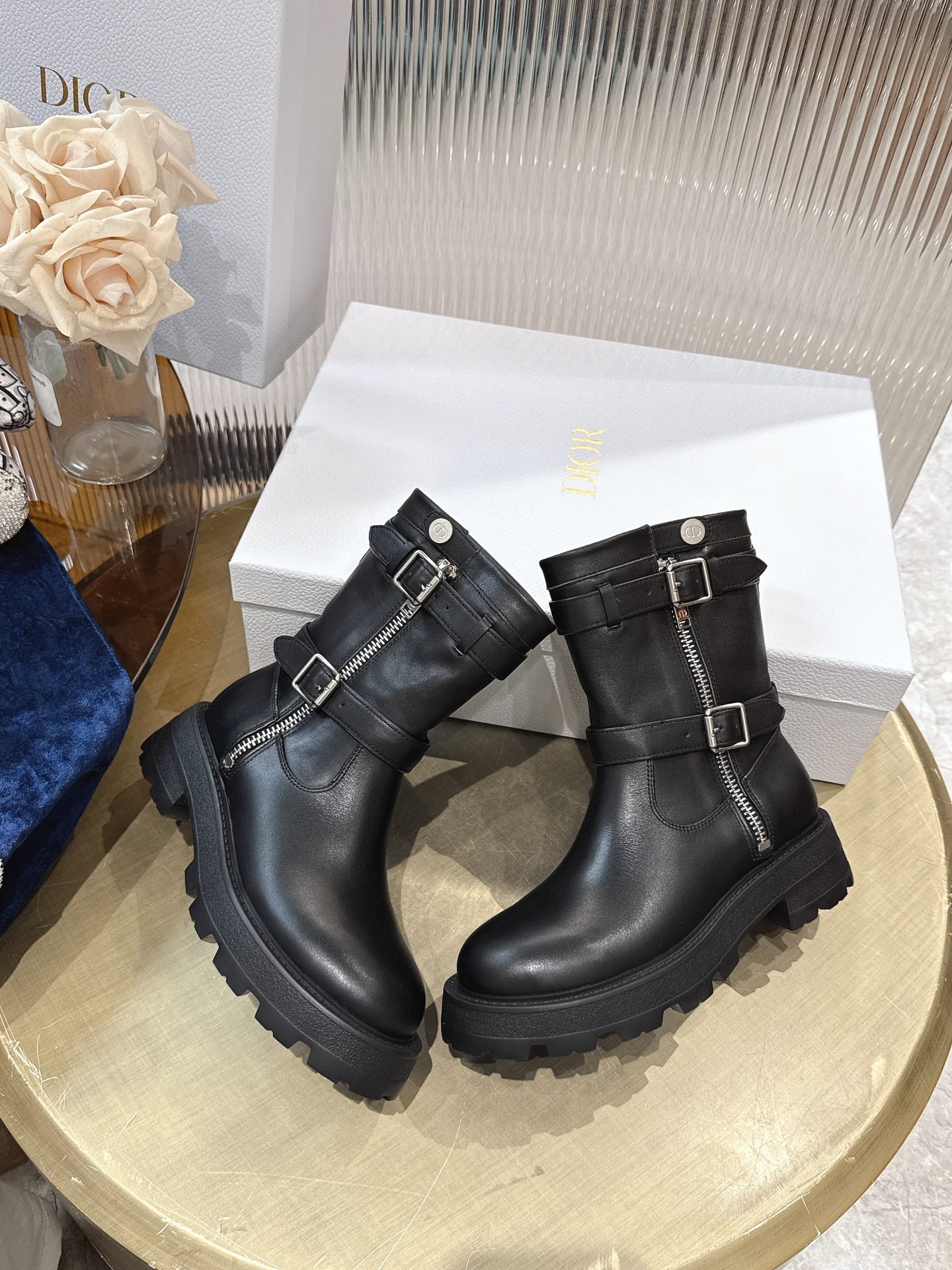 CD 25 short  boots black calfskin 438778