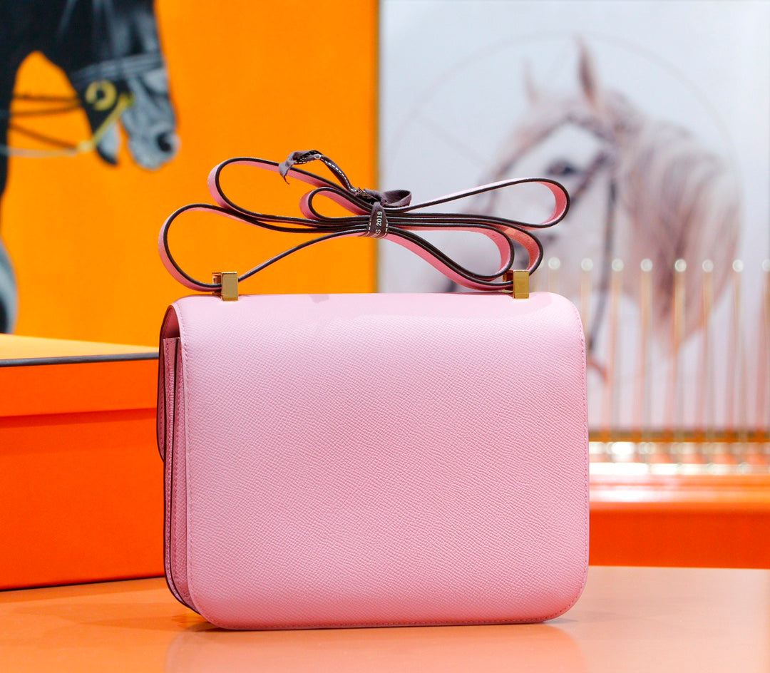 constance 24 pink epsom leather gold hardware