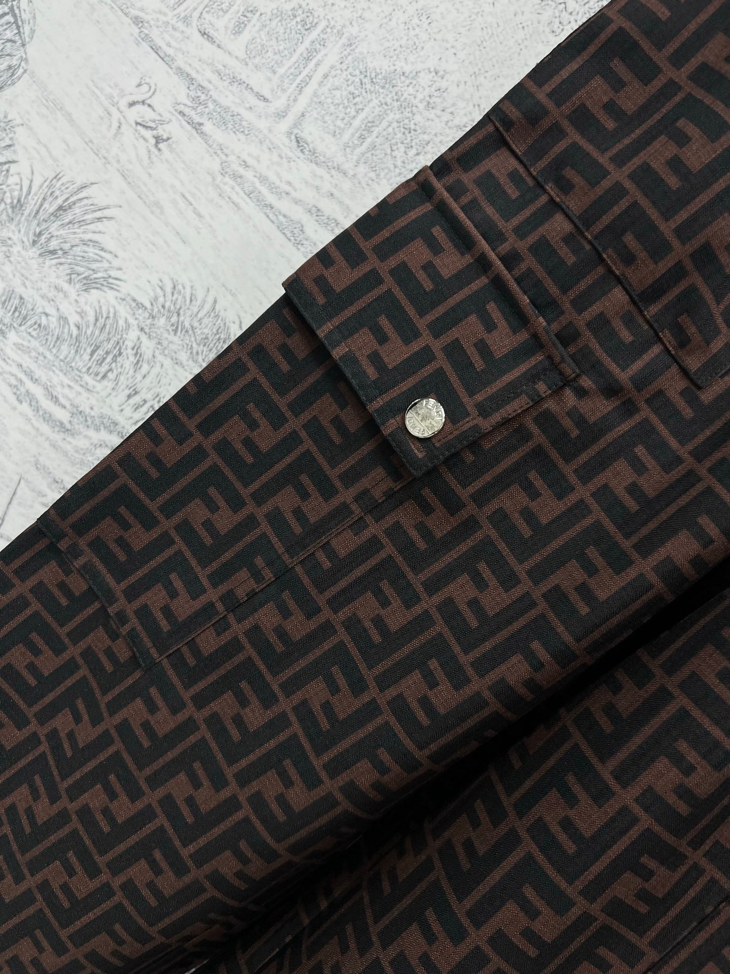 Fendi 25 Straight Pants Brown Black Polyester