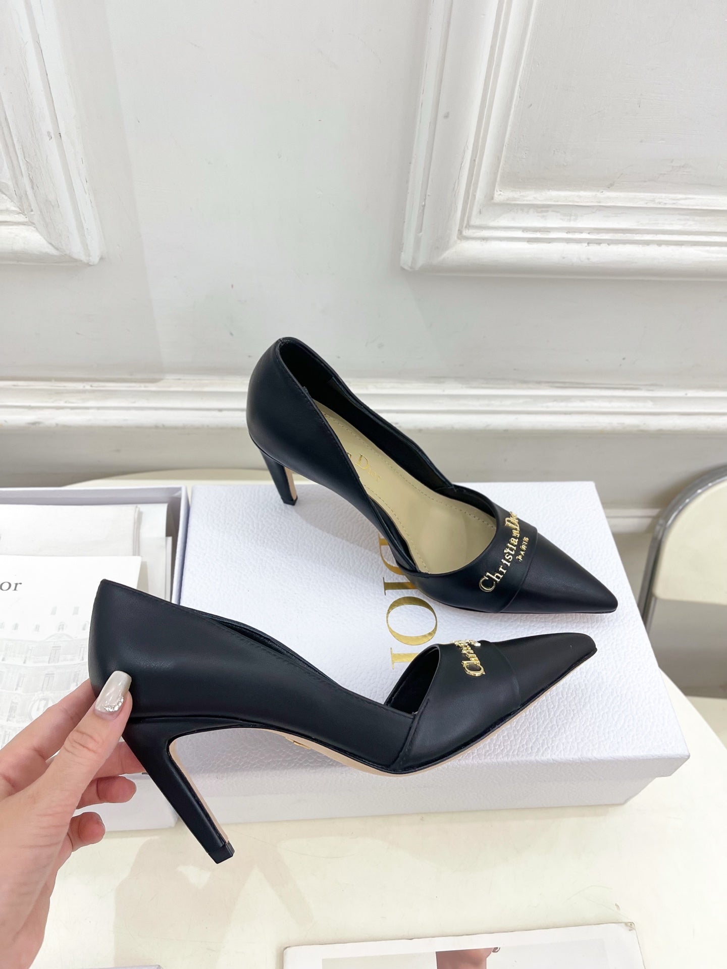 CD 25 Pump High Heels Black Calfskin 307420