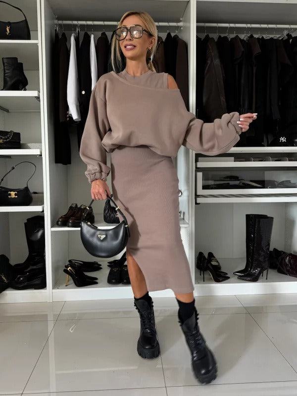 Midi Dress with Matching Sweater #VEV32092